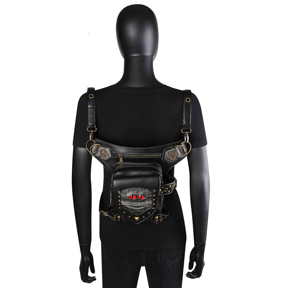 New Style Women Punk Chain PU Niche Motorcycle Ladies Shoulder Crossbody Waist Bag for Men ddmymoon