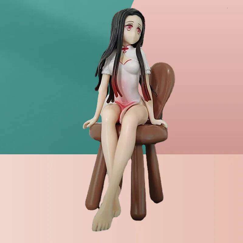 14CM Demon Slayer Anime Kamado Nezuko Instant Noodle Cheongsam Girl Model Toy PVC Action Figure