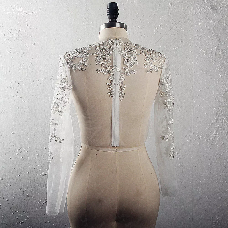 Customized Short Tulle Bolero Long Sleeves Crystal Wedding Jacket Wedding Dresses Gorgeous Bridal Wedding Accessories