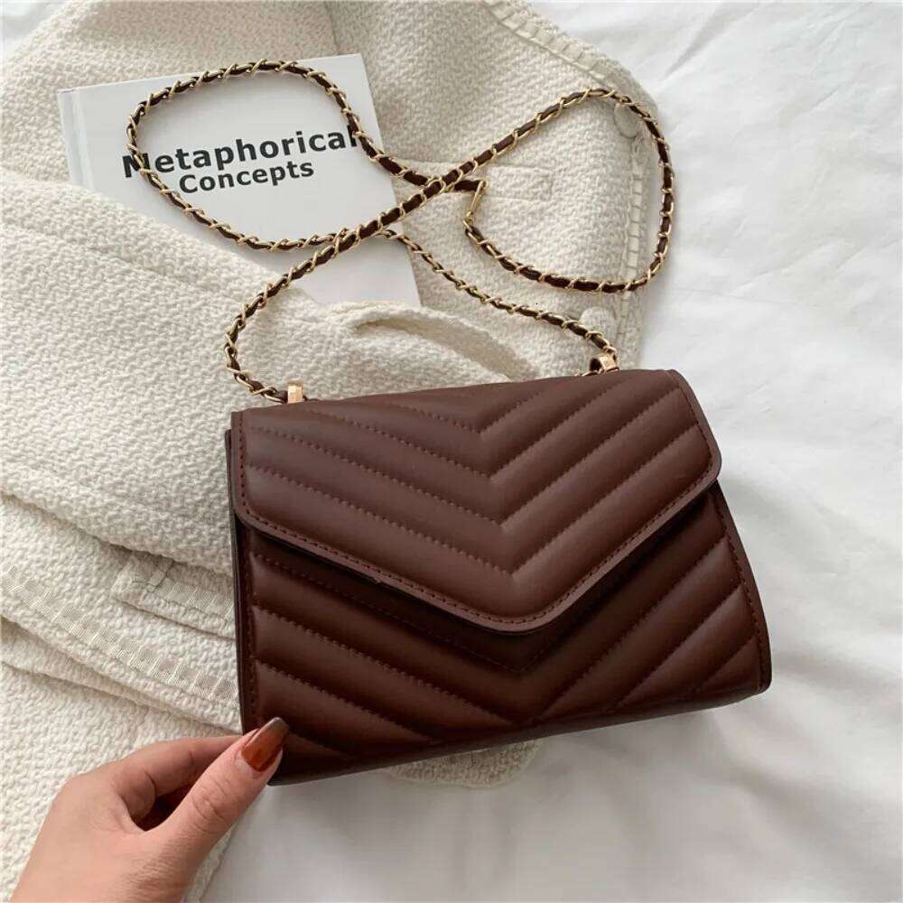 Portable Small Square Minimalist Style PU Leather Crossbody Handbag Solid Color Women's Chain Bag Travel