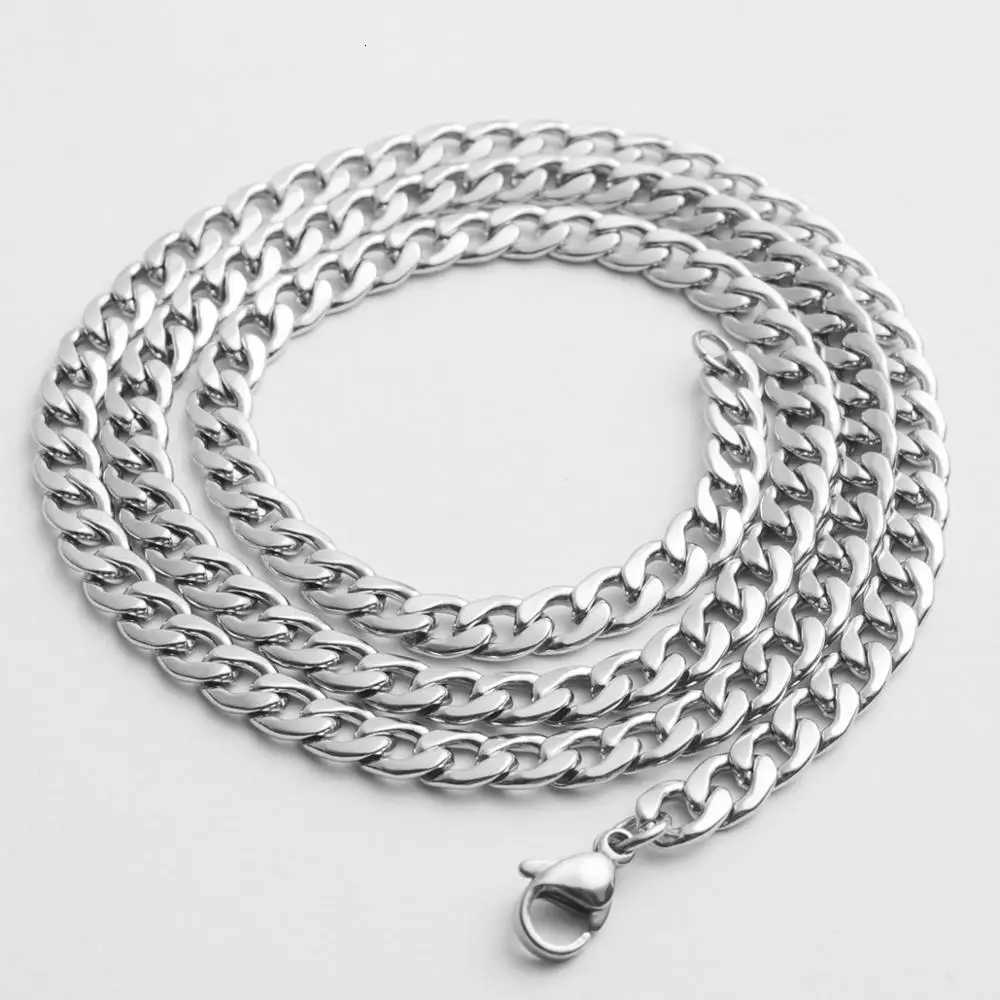 2-7mm Punk Size Mens Curb Cuban Link Chain Stainless Steel Necklace Women Silver Color Male Jewelry Gifts for Hip-Hop Boys XJ250708
