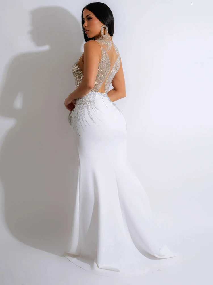 Bonnie ForEST Elegant RhinESTones Decor Maxi Dress Long One-Piece Dress Gown Sequins Women Party Dress BirTHday Outfits Z250728