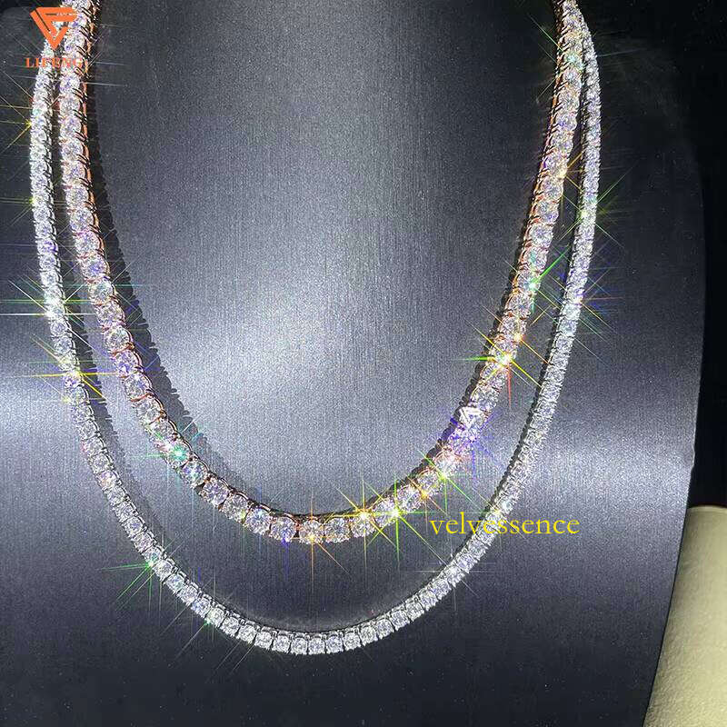 Pass the Dia Tester 4mm Moissanite Chain Sterling Sier Iced Out Tennis Bracelet with Gra Women Men