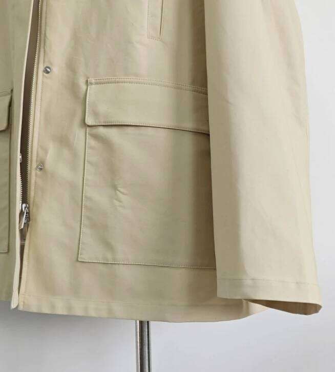 hoodie Women Spring and Summer New High-end Texture 100% Cotton Spliced Corduroy Neck Jacket jacket