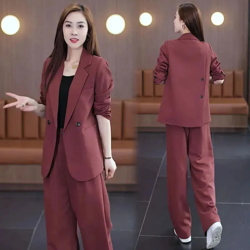 Spring Fashionable and Stylish Professional Suit Two Piece Set Korean Elegant Casual Pants Set 250728