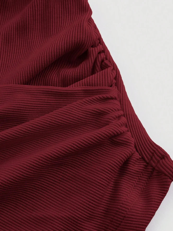 Womens Casual Slim Solid Color Large VNeck Short Flared Cuff Long Sleeve TShirt 250728