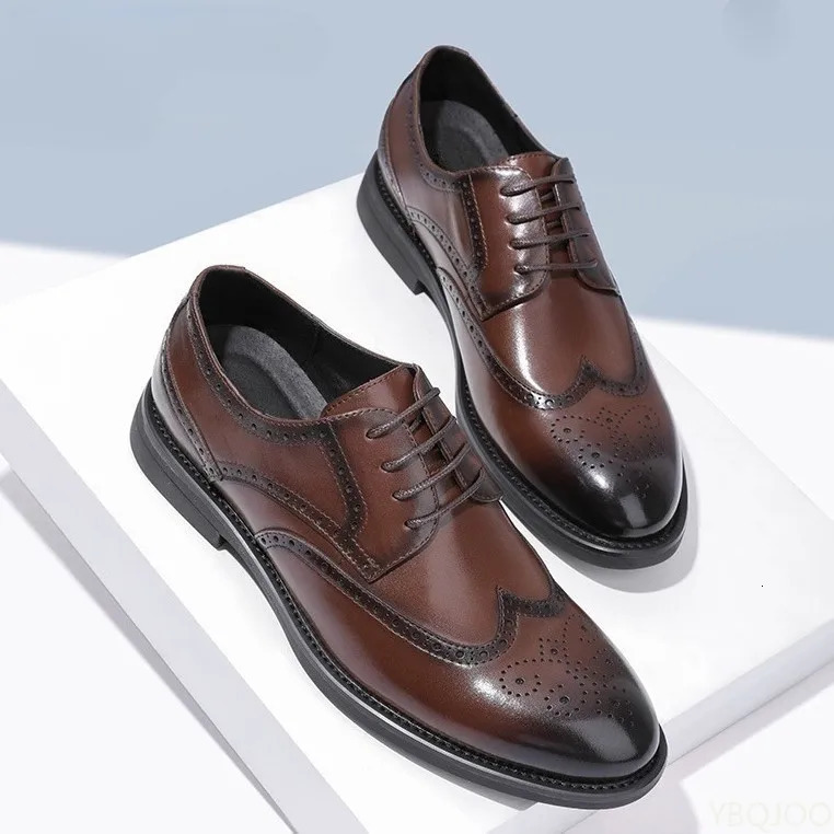 2025 Handcrafted Mens Oxford Shoes Business Formal Classic Shoes Man Genuine Calfskin Leather Brogue Dress Shoes Homme 250723