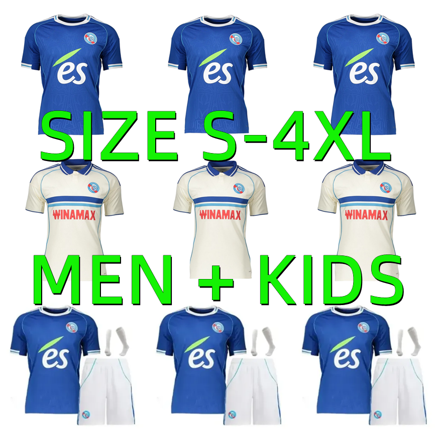 2025 2026 Strasbourg Home Soccer jerseys 25 26 maillot de foot SANTOS MARA LUKOVIC DIARRA EMEGHA BAKWA MWANGA ANDREY MOREIAR JR Football Shirts men kids kit