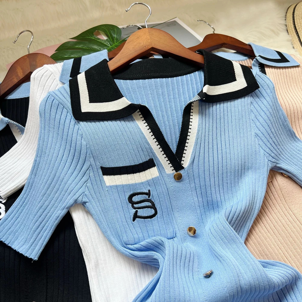 Summer Women Knitted Long Dress Elegant Embroidery Slim Elastic Bodycon Sweater Office Lady Dresses 250728