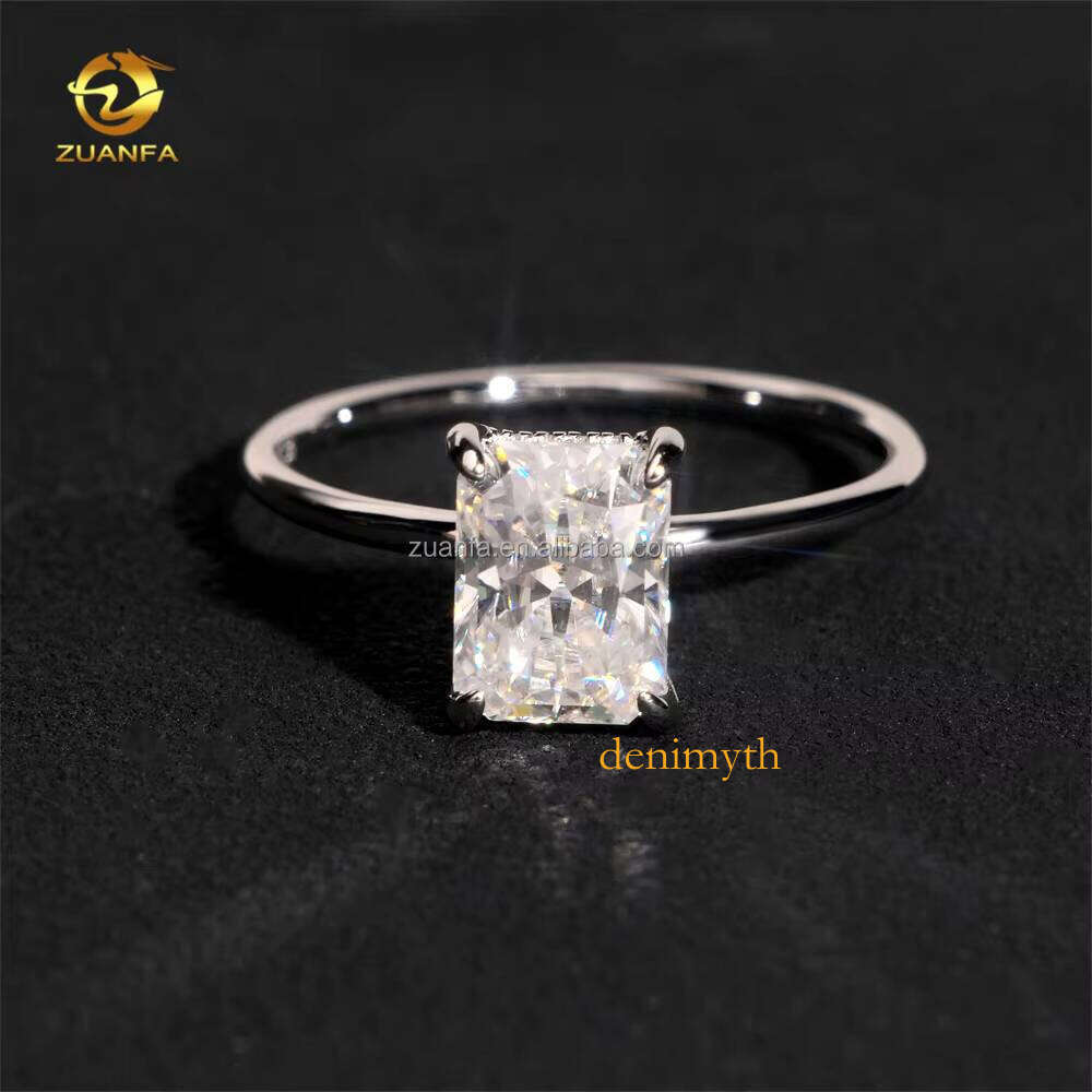 Female Elegant Style Bridal Wedding Jewelry Sier Radiant Moissanite Dia Engagement Ring Women With GRA Certificate