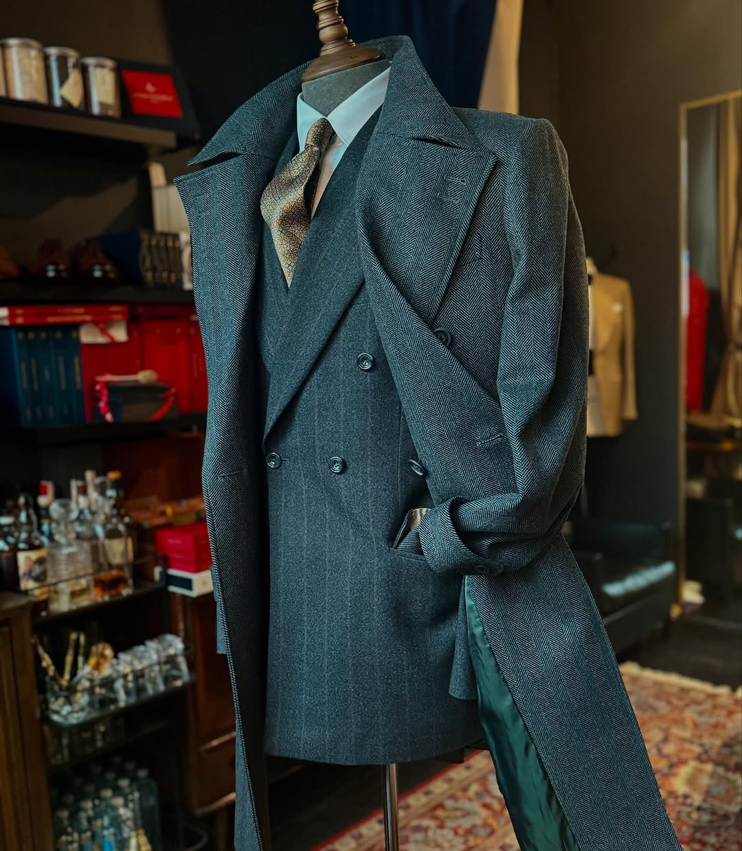 One Piece Coat Men Over Jacket Woolen Blend Overcoat Double Breasted Plus Size Warm Formal Business Tailored Costume Wear