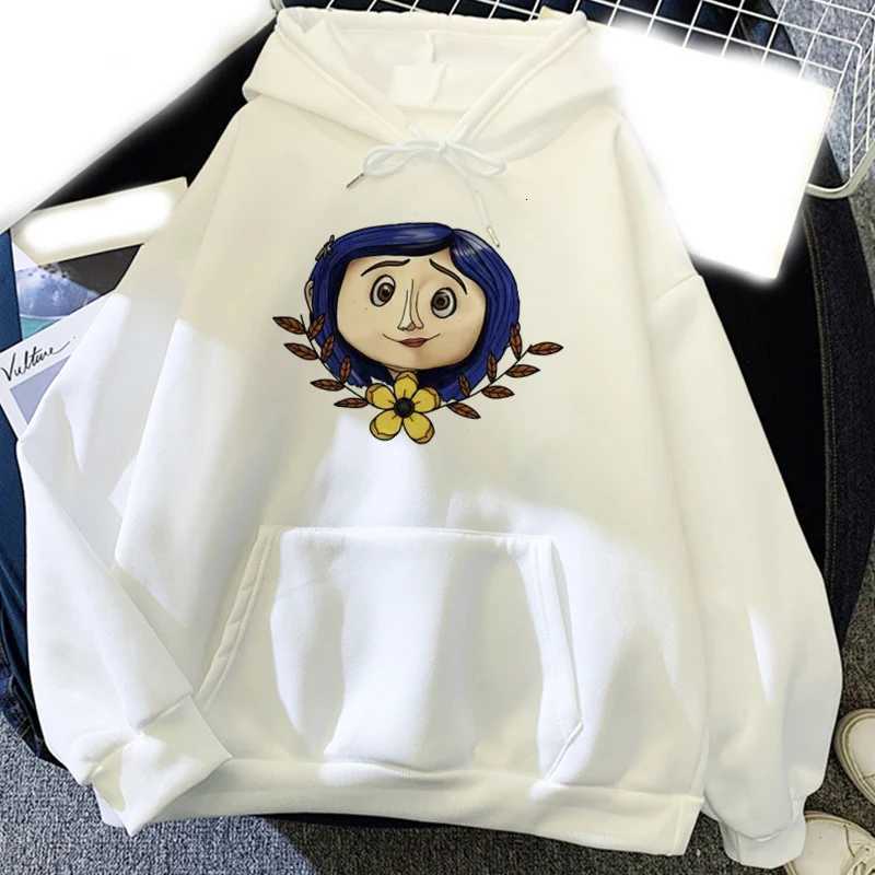 Cartoon Coraline Mens Hoodie Mens and Womens Fashion Simple Sleep Pullover Street Harajuku Trendy Sweatshirt W250408