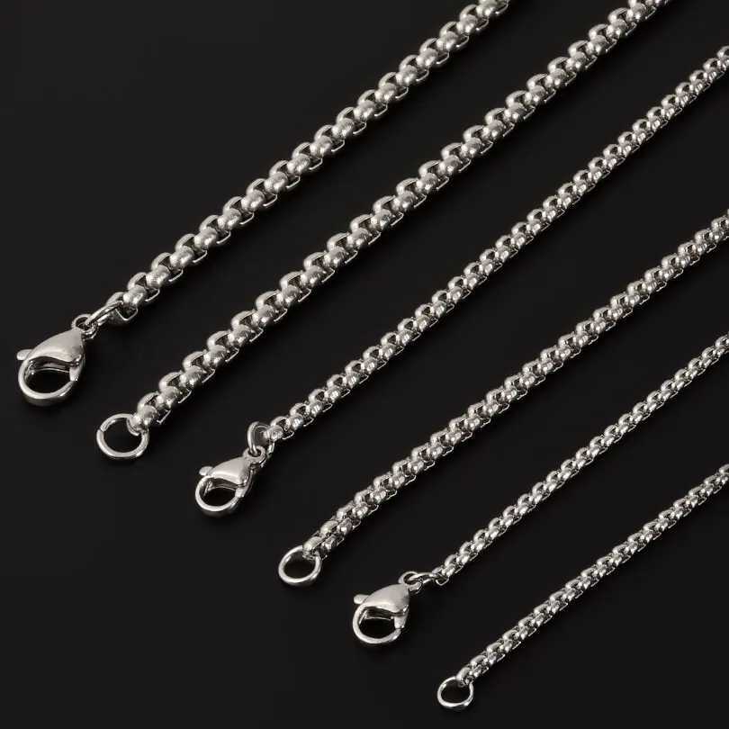 2/2.5/3/4mm Silver Color Stainless Steel Box Chain Necklaces For Women Men Accessories 45/50/60/70/90cm Necklaces Jewelry XJ250708