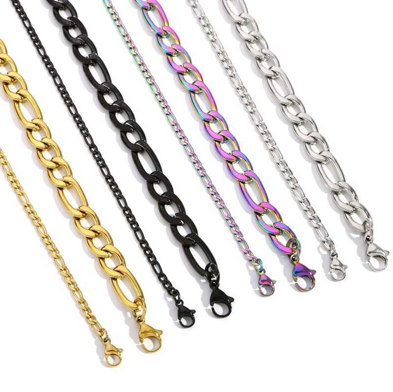 3MM-9MM Basic Punk 3 1NK Stainless Steel Cuban Curb Link Chain Necklace For Men 3 Colors Male Neck Jewelry Accessories XJ250708
