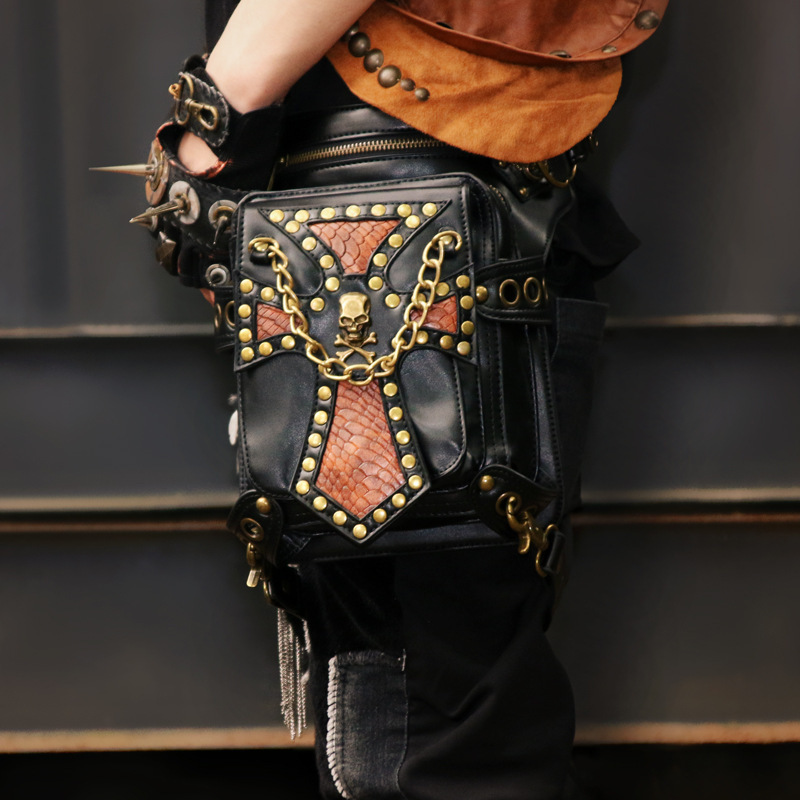for Women Fashion Chain Color-Block Snake Pattern Rivet PU Women's Crossbody Men's Waist Bag ddmymoon