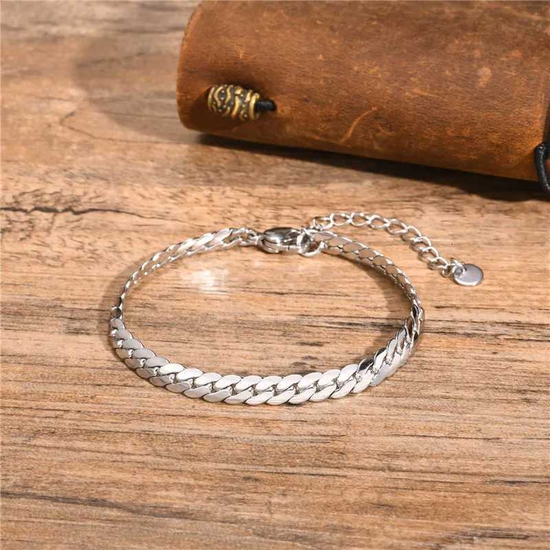Flat Cuban Chain Bracelets for Men Stainless Steel Adjustable Chain Links Wristband Stylish Men Accessories Jewelry Gifts W250728
