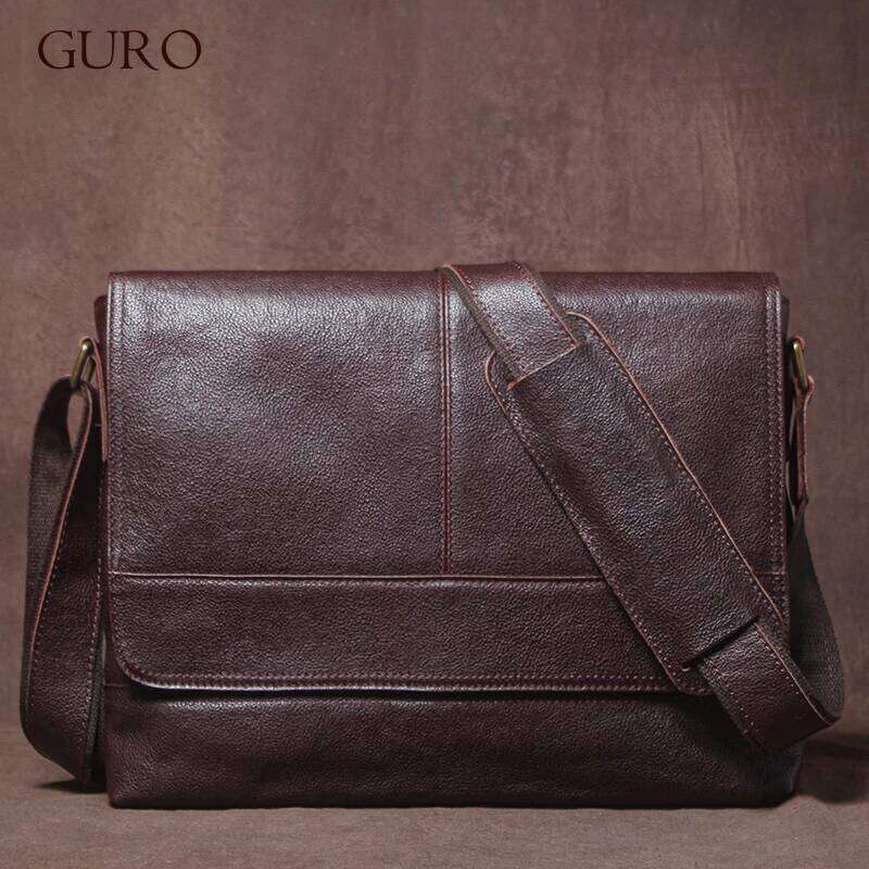Design Genuine Leather Shoulder Men's Business Briefcase Natural Cowhide Retro Crossbody Daily Commuter Messenger Bag
