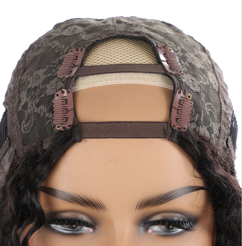 ViBESHiFT 20 inch U/V-part Kinky Curly 100% Human Hair Wig for woman fashion