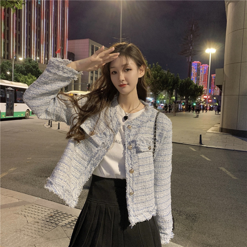 Designer Clothing French socialite tweed short coat for women 2025 Autumn/Winter New Style Slim and Elegant carded top for women free shipping