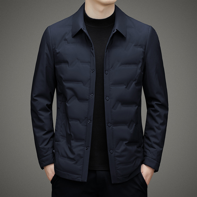 Lightweight down jacket for men in autumn and winter suitable for business and leisure with a white duck down warm shirt collar and outerwear top