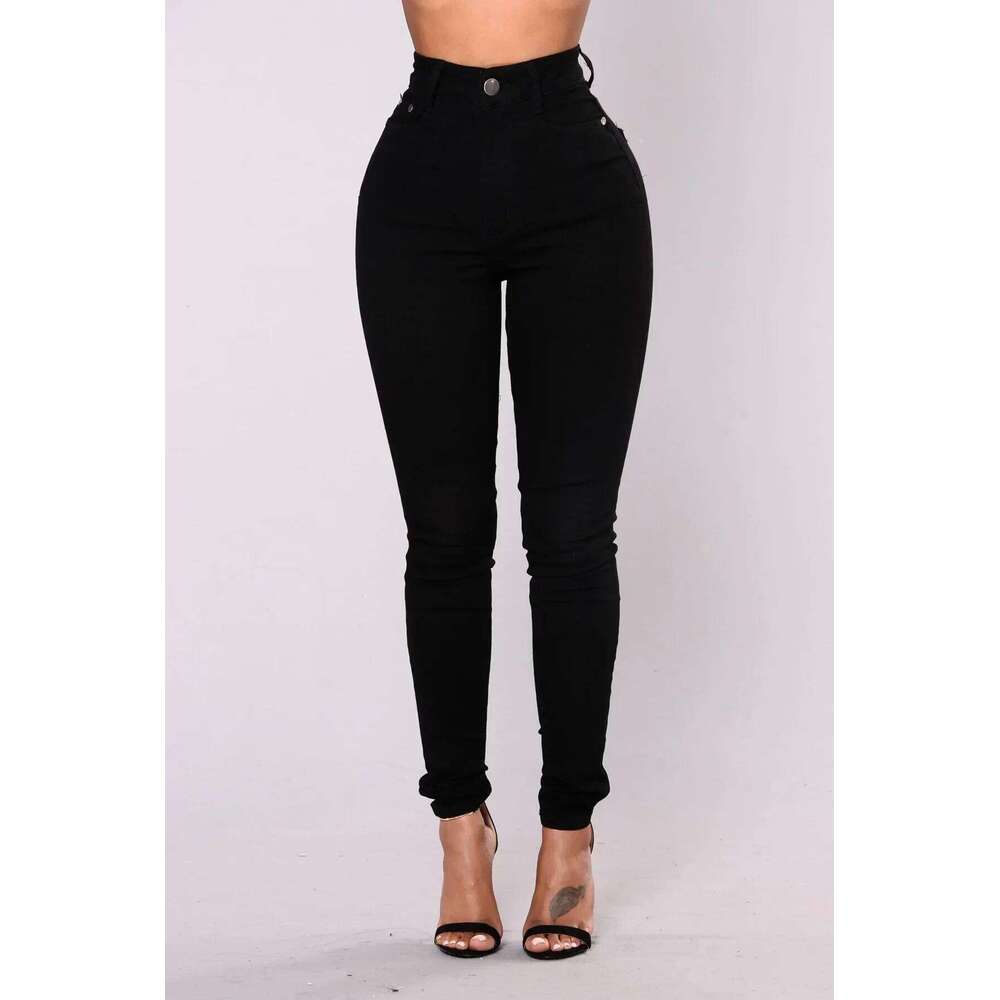 Women Jeans Denim Pencil Pants High Waist Ankle Length Slim Fit Washing Solid Streetwear Sexy Button Pockets Zipper Y2k Bodycon