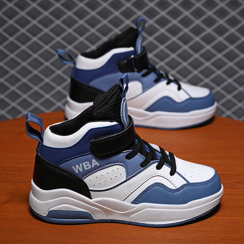 Children's Sports 2025 Spring New Fashion High-top Sneakers Boys' Running Leather Non-slip Basketball Shoes