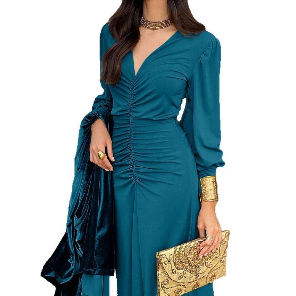 Cross-Border New European and American Women's Clothing Independent Station Light Elegant French Long Dress for Women