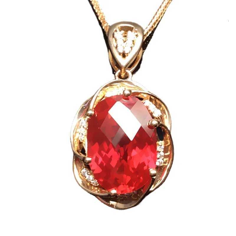 585 Purple Gold Ruby Necklace Plated 14K Rose Gold Luxurious Inlaid Crystal Pendant Romantic Wedding Jewelry for Women Z250728 Z250910