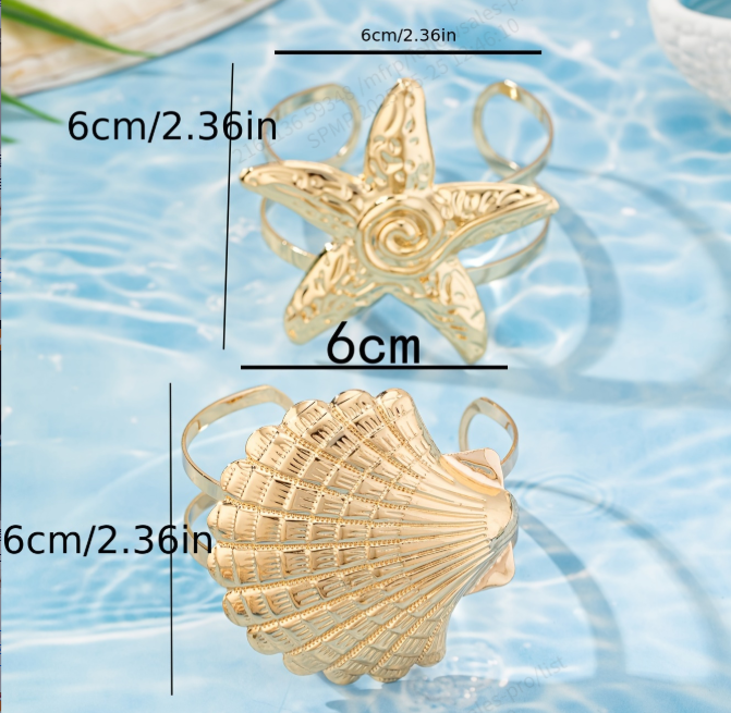 Women's Fashion Metal Starfish Shell Arm Ring Daily Commute Holiday Beach Style Bracelet