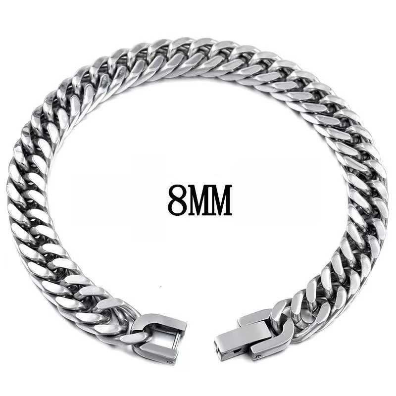 8/10/12MM Cuban Link Chain Bracelets for Men Women Solid Stainless Steel Curb Link Chain Wristband Jewelry Gifts W250728