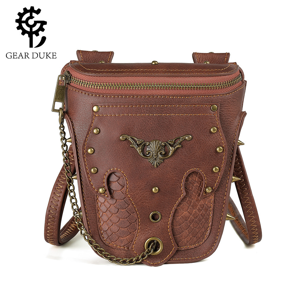 New Women's Snake Pattern Single Shoulder Crossbody Motorcycle Rivet Phone Chain Bag ddmymoon