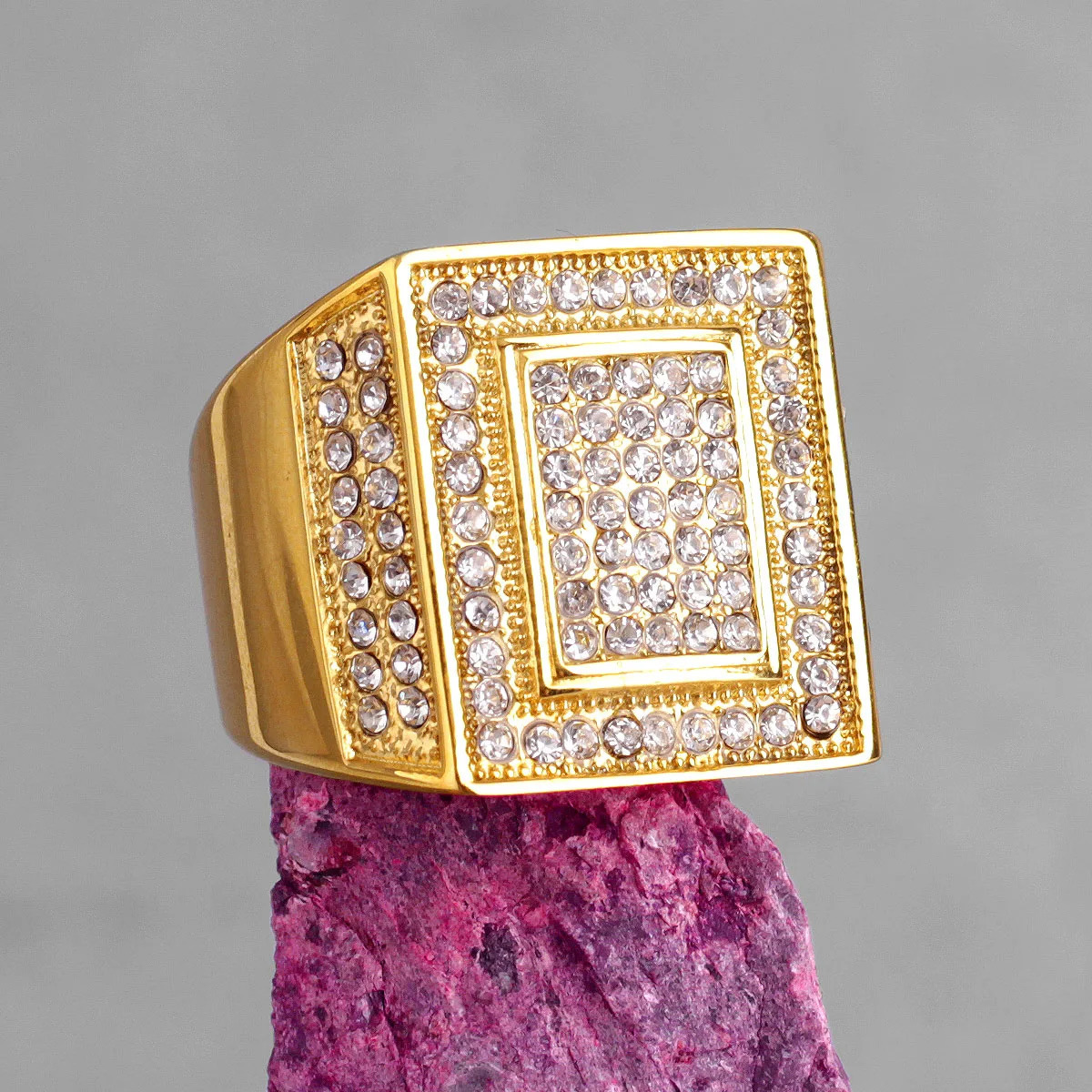 Rhinestone Stainless Steel Mens Rings Simple Trendy For Male Boyfriend Biker Jewelry Creativity Gift Wholesale 250723