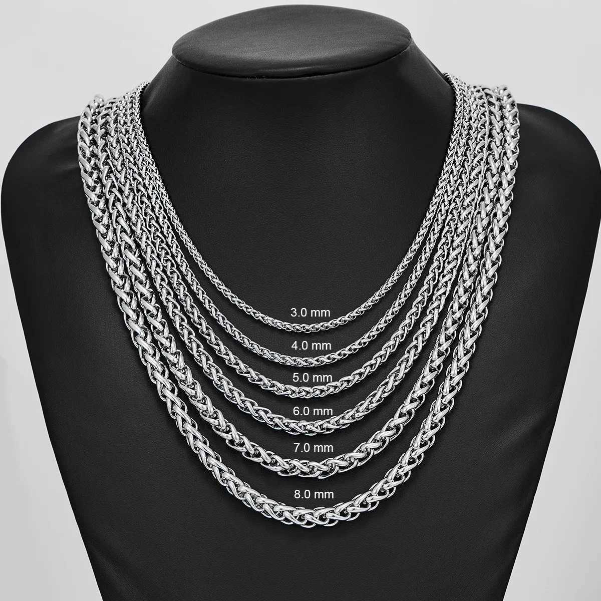 3mm/4mm/5mm/6mm/7mm/8mm Stackable Chain Stainless Steel Link Classic Curb Necklace for Men Women Jewelry 14 to 40 Inches XJ250708