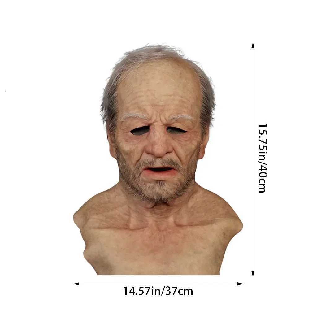 Funny Silicone Party Mask Elderly Man Wrinkle Full Head Grandpa Devil Costume Latex Mask Cosplay Halloween Masks M250728