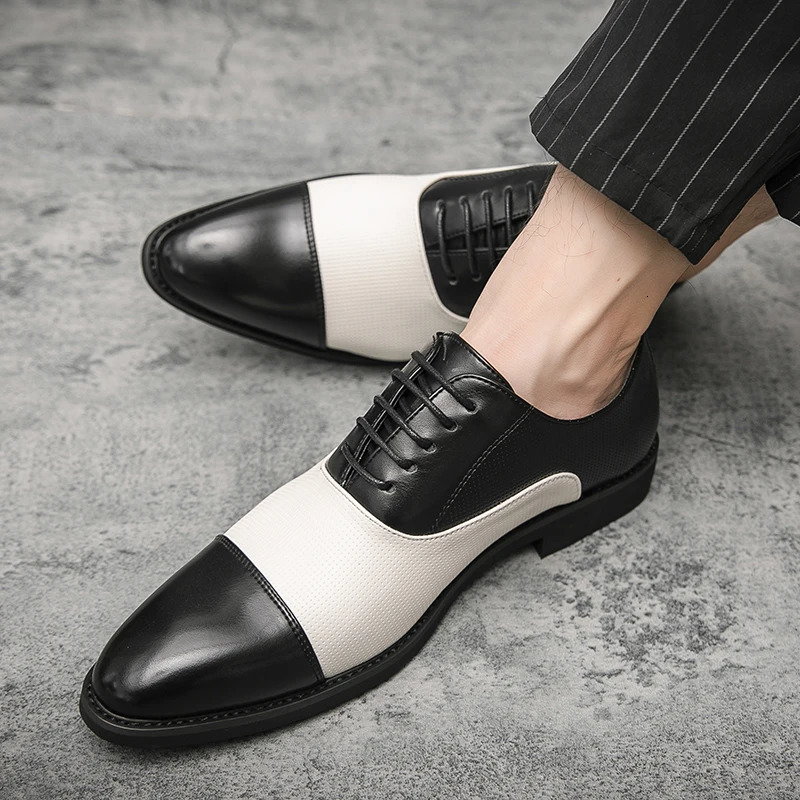 HKDQ 2025 Dress Shoes Men Oxford Shoes Lace Up Business Casual Leather Shoes Men Low Top Comfortable Mens Formal Shoes 250723