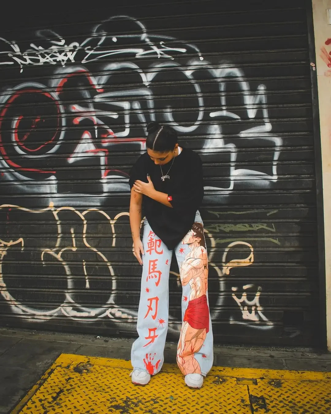 Harajuku Anime Graphic wide leg jeans Streetwear Y2K Jeans Men Women Japanese Style High Waist Jeans Wide Trouser Pants 250728