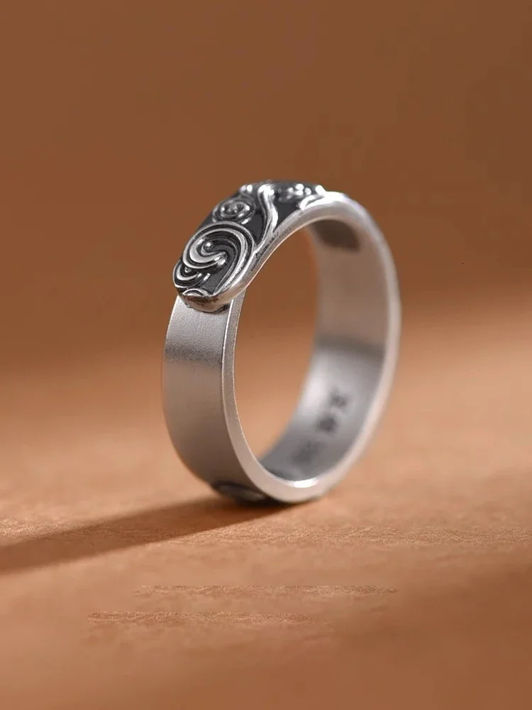 Silver Color Xiangyun Retro Ring for Mens Style Girls Ethnic Style High-end Fashion Jewelry Accessories 250723