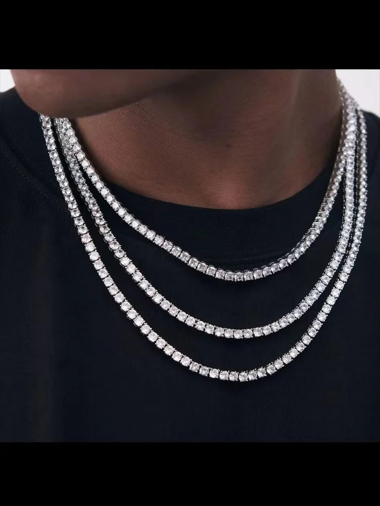 Hip Hop Acrylic Crystal Tennis Chain Necklace For Men Rock Choker Necklace For Women Fashion Party Jewelry Gift 250722