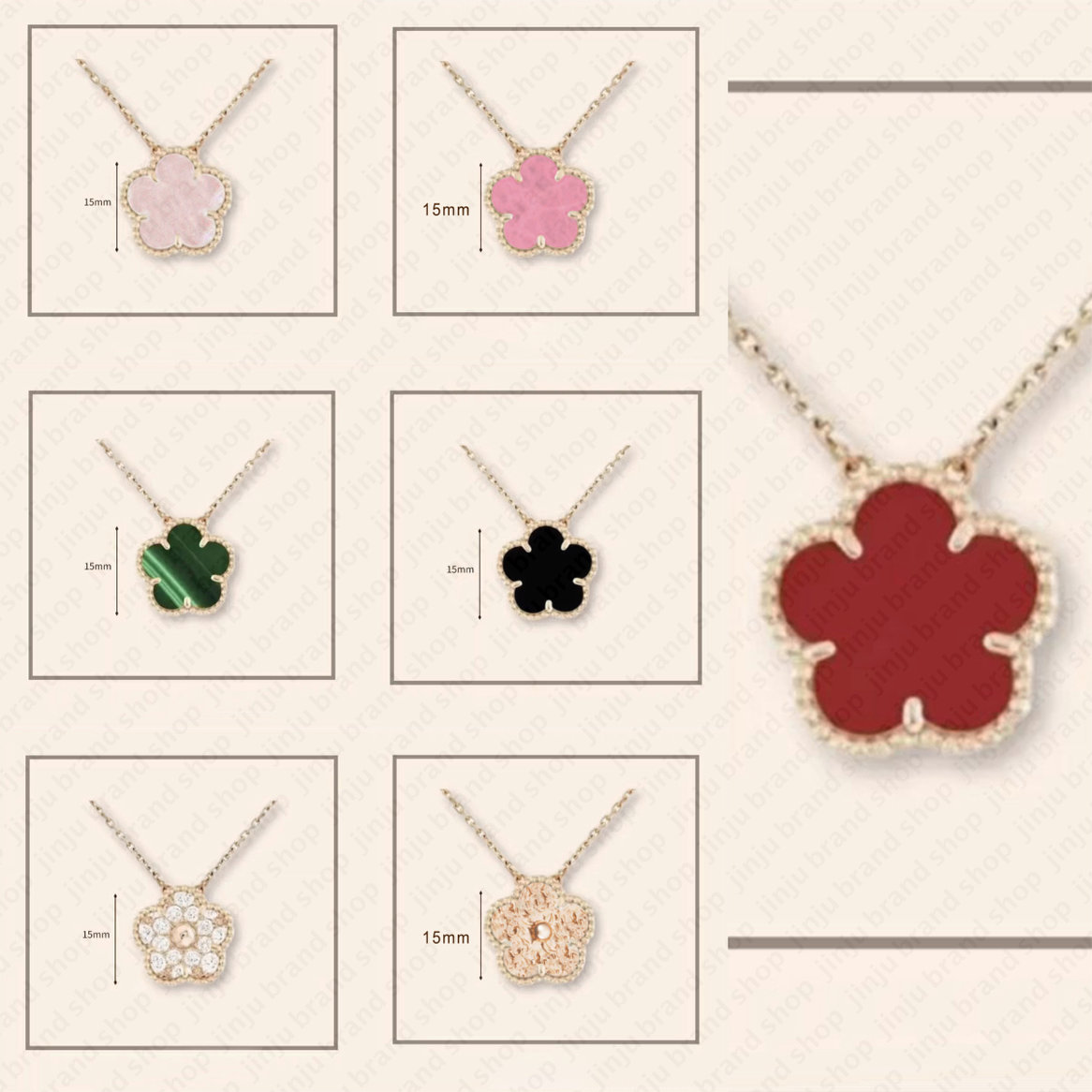 luxury necklace jewlery designer for women necklace 15mm clover necklace Classic Rose Gold pendant necklace Valentines Day lucky clover high fashion necklace