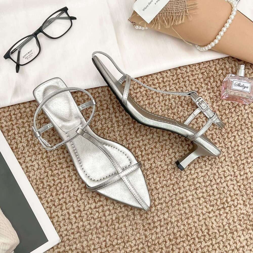 High Heel Sandals for Women with a Sense of Sophistication, Roman Shoes, 2025 New Summer Versatile Thin Strap Sandals, French Style Women's Slipp