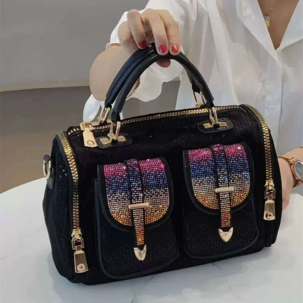 Water Dia Sequin Fashionable and Elegant Women's Handbag Multi Pocket Large Capacity Single Shoulder Crossbody Bag
