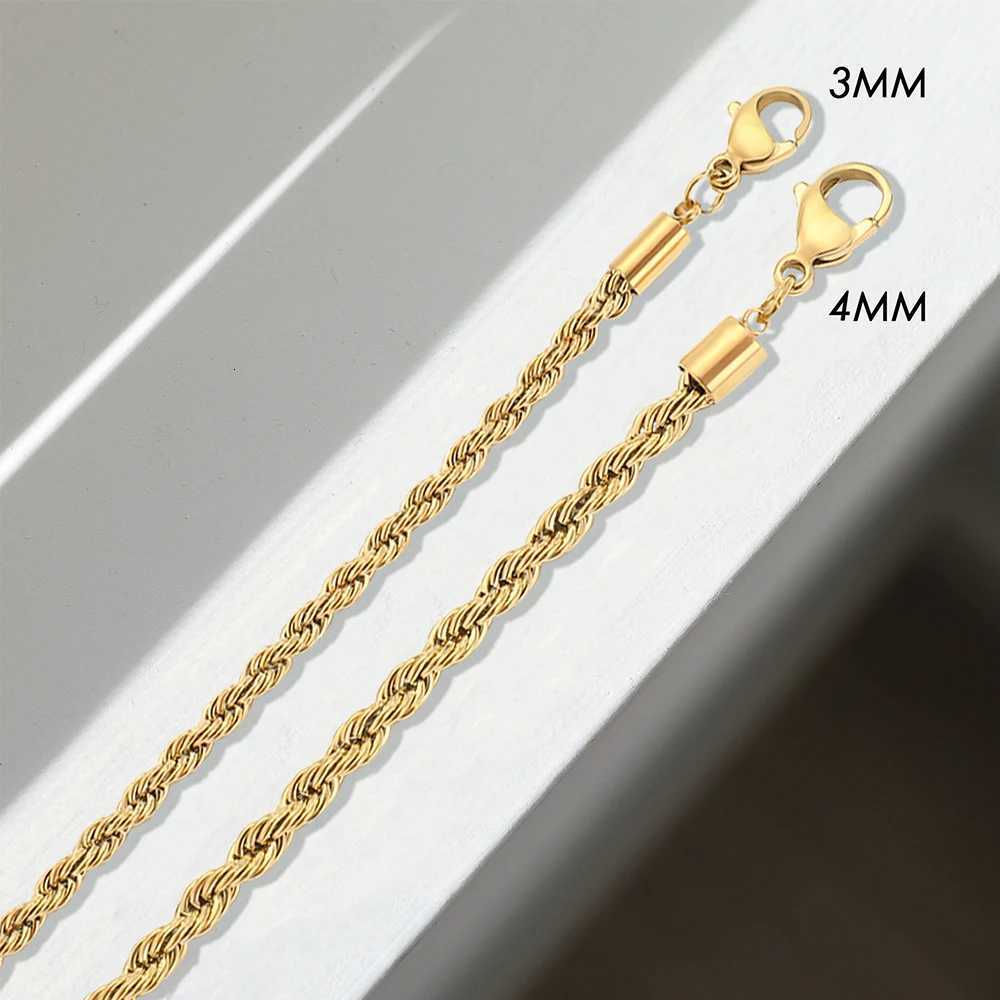 100% Twisted Rope Chain Bracelets for Women Lady Stainless Steel Gold Color Bracelet Wrist Jewelry Wholesale Dropshipping W250728