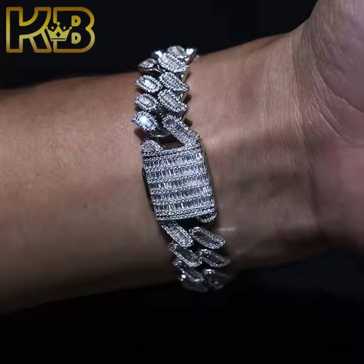 Fashion Jewelry Bracelets Fine Wholesale Price Hip Hop Iced Out D Color Diamond Vvs 925 Sterling Silver Moissanite Chain