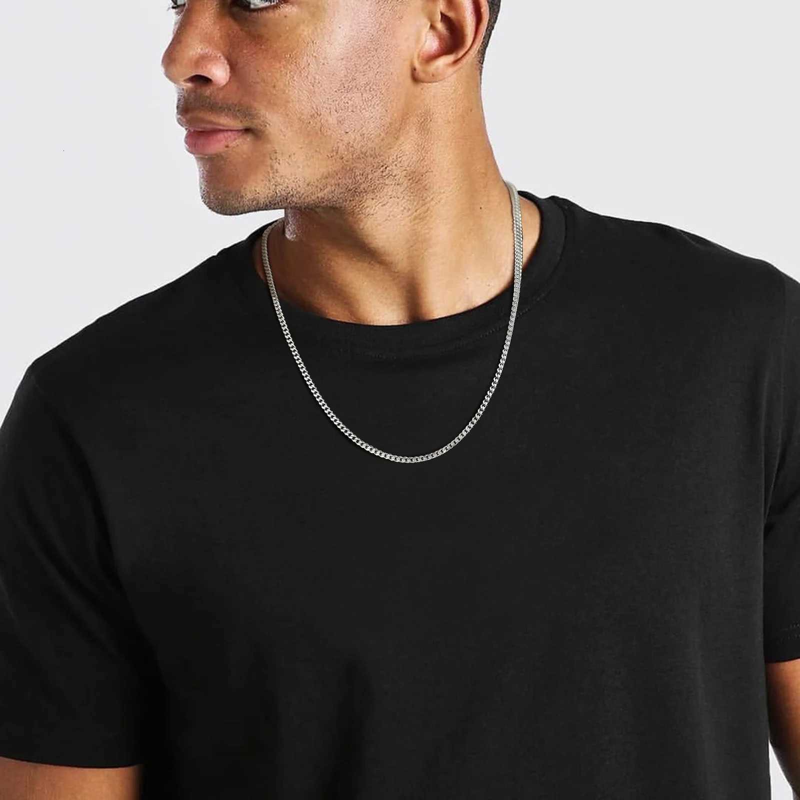 50pcs Punk Rock Foxtail Franco Chain Necklaces for Men Boys Gold Plated Stainless Steel Cuban Links Collar Cool Hippie Jewelry XJ250708