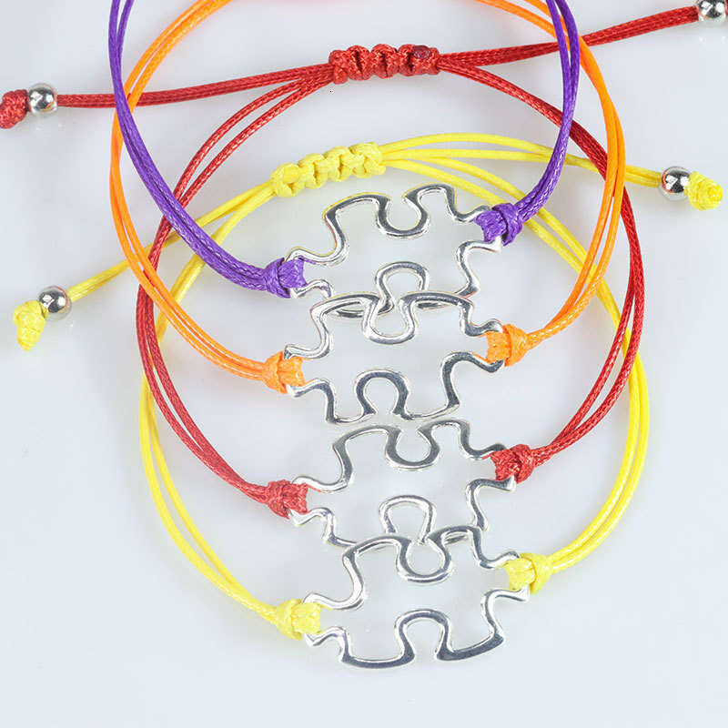 Awareness Puzzle Pendant Unisex Jewelry Autism Wax Rope Bracelet ddmypluto