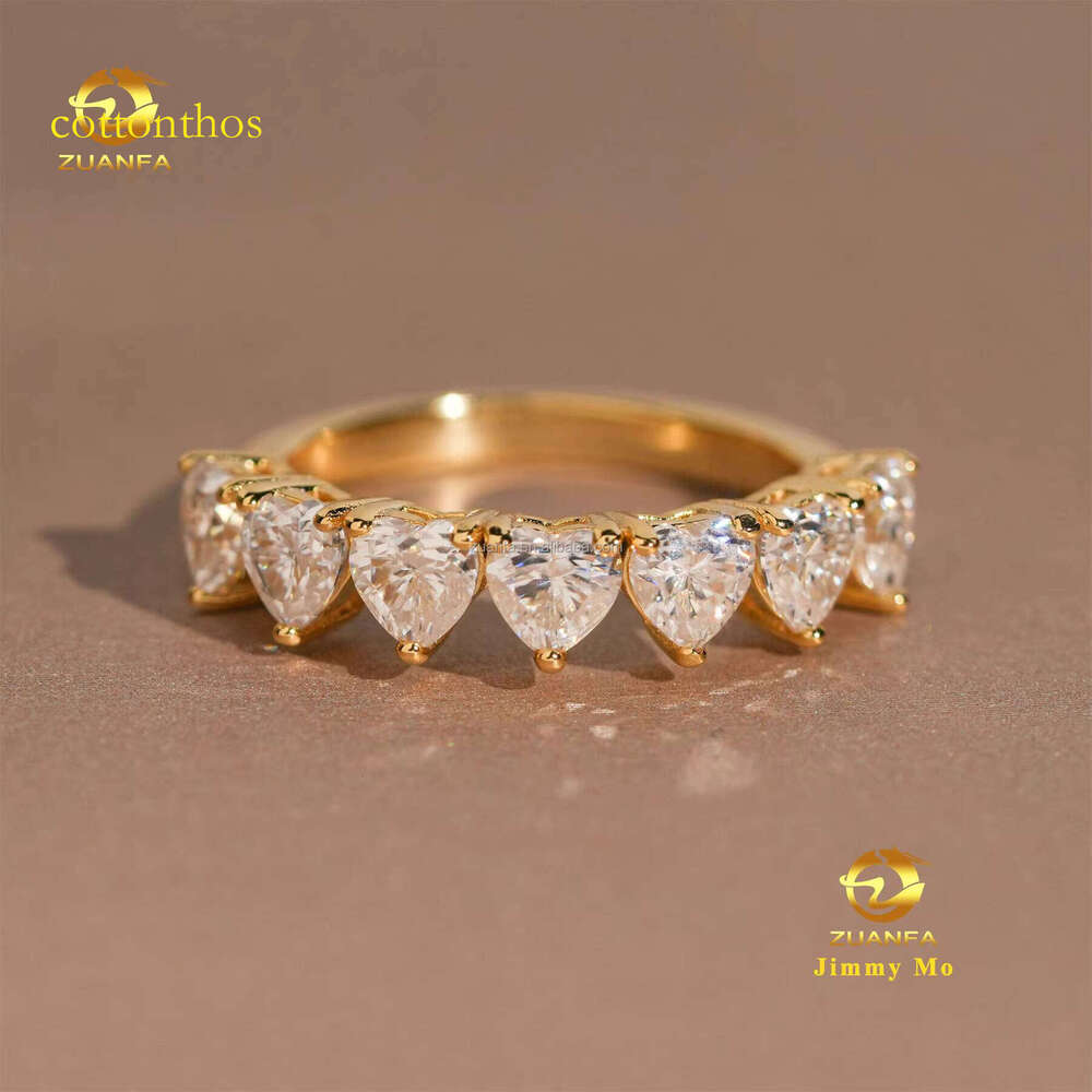 Unique Design Elegant Silver Gold Plated Full Diamond Tester Bridal Jewelry D Heart Silicon Stone Eternal Ring