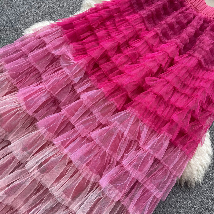 Women Mesh Sheer Bikini Coverups Set Camis Crop Tops and Ruffled Long Skirts Two Piece Swimwear Beach Dresses 250709