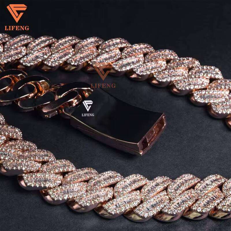 Lifeng Miami Custom Necklace Ice Out VVS Moissanite And Sterling Sier Rose Gold Plated Chain Fashion Jewelry