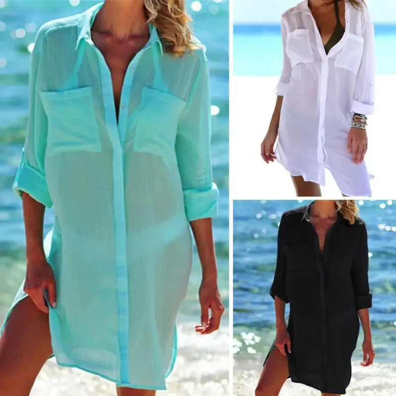 Cotton Tunics for Beach Maxi Dress Women Coverups Beachwear Mini Sexy White Casual Robe Party Club Vintage Dresses 250728