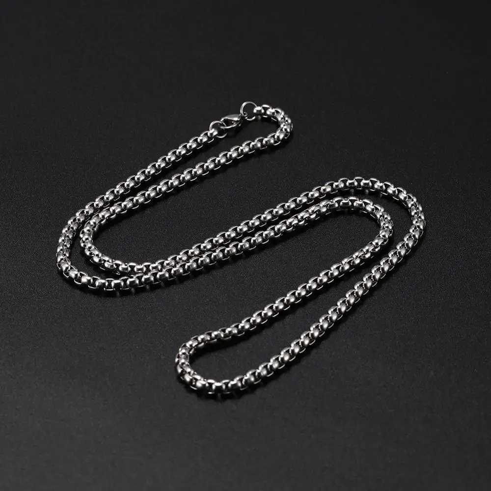 60cm Long Box Chain Necklace Stainless Steel Statement 2-4mm Thick Chains Jewelry Gift for Men Women Wholesale XJ250708